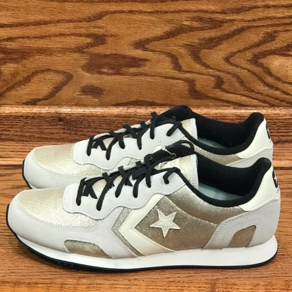 Converse Auckland Racer Ox Gold Vaporous Grey Glitter Sneakers 150692C‎ Mens 10